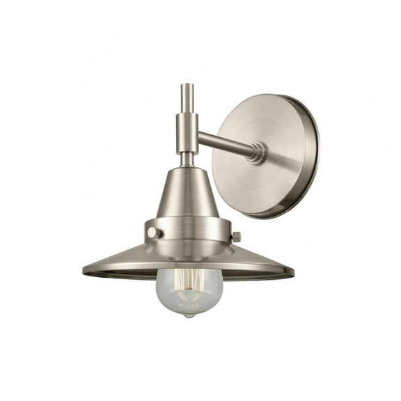 447-1W-SN-M2-SN Innovations Lighting Railroad - 1 Light Wall Sconce-7.25 Inches Tall and 8 Inches Wide-Satin Nickel Finish-Satin Nickel Shade Color