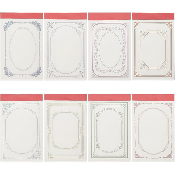 8 Books 8 Style Floral Pattern Memo Paper Non-Stick Notepad for Scrapbook Rectangle Floral White 102x60x7mm 50 sheets/book 1 Book/style