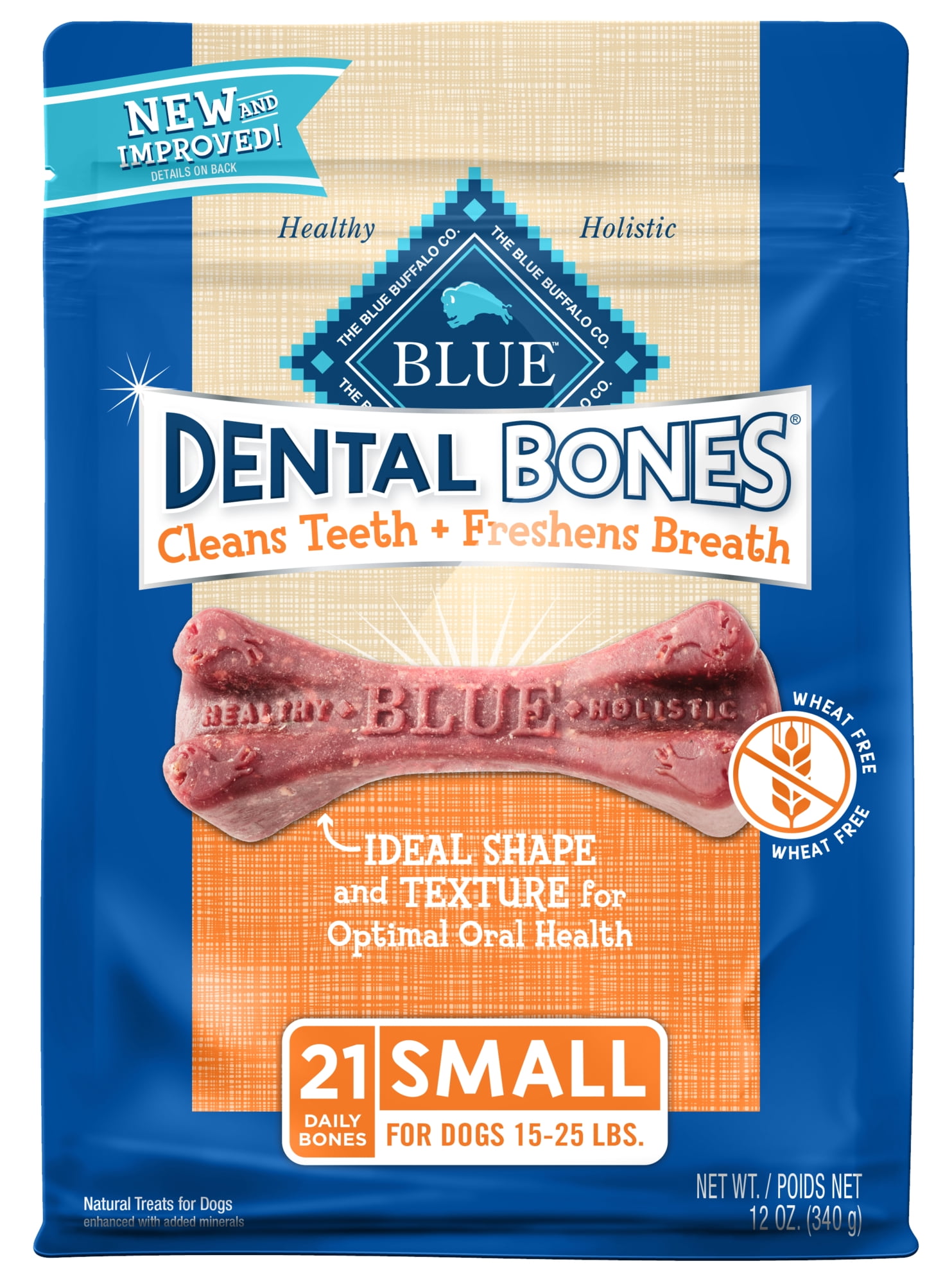 Blue Buffalo Dental Bones Natural Adult Dental Chew Small Dog Treat, 12