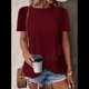 thumbnail image 5 of Blusas de Verano con Ojales para Mujer 2025, Blusas Asimétricas de Moda para Verano, Blusas de Color Liso para Salir, Color Vino Tinto XL, 5 of 6