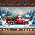 thumbnail image 5 of Festive Design Merry Christmas Vintage Truck Banner Rustic Look Snowy Scene Christmas Trees for Holiday Party Home Decoration Seasonal Celebration Christmas Eve, 5 of 9