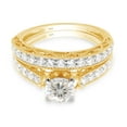 thumbnail image 3 of 1 1/2 CTTW Center 6MM Round Cut Lab Created Moissanite Diamond Milgrain Wedding Bridal Ring Set In 14K Yellow Gold Over Sterling Silver(G-H Color,VVS1 Clarity,1.50 Cttw)Ring Size-7.5, 3 of 8