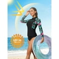thumbnail image 4 of Attraco Womens Long Sleeve Rash Guard Floral Print Swimwear UPF 50+ Swimming Shirt, 4 of 6