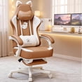 thumbnail image 2 of Gaming Chair Cute with Cat Ears Ergonomic Computer Chair with Cat Embroidery Adjustable Memory Foam Lumbar Support and Headrest Comfortable Reclining Office Chair Soft Velvet Fabric, 2 of 2