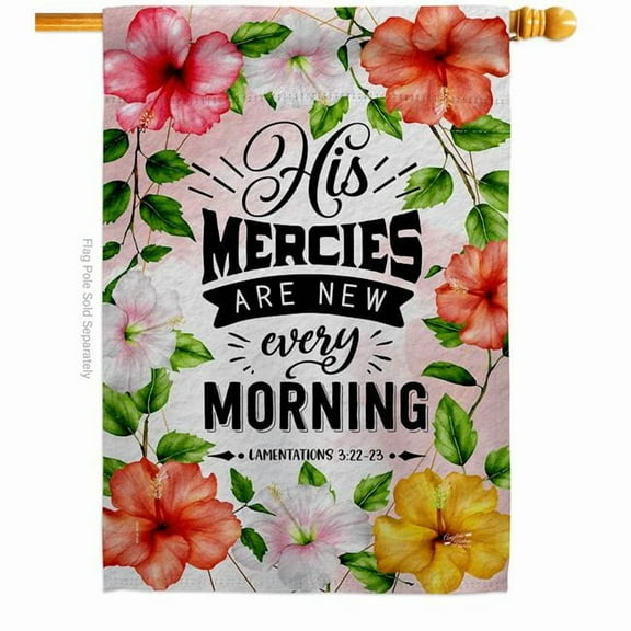 Angeleno Heritage H130382-BO 28 x 40 in. His Mercies Are New Religious Bible Verses Double-Sided Vertical Decoration Banner House & Garden Flag - Yard Gift