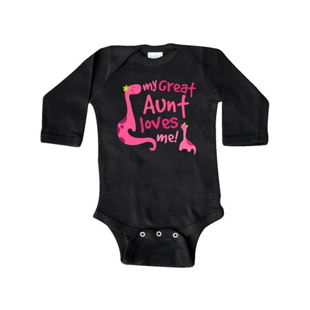 

Inktastic My Great Aunt Loves Me Dino Gift Baby Girl Long Sleeve Bodysuit