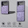 thumbnail image 5 of Phone Case for Samsung Galaxy Z Flip 4 5G Sculpture Geometrical Pattern Slim Phone Cover Premium Shockproof Matting Hard PU Back & Anti-Slip Microfiber Inner Strip Stand Protector - Purple, 5 of 14