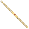 thumbnail image 2 of 14K Yellow Gold Medical Soft Diamond Shape Red Enamel Curb ID Bracelet, 2 of 3