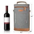 thumbnail image 4 of Flyingstar Wine Tote Carrier, 2-Bottle Insulated Versatile Cooler Bag for Travel and BYOB, Wine Gift Bag, Black Stripe, 4 of 7