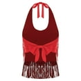 thumbnail image 2 of Kvysinly Hauts à Franges Scintillants pour Femmes Sans Manches Col Halter à Franges Débardeur à Paillettes Tenue de Fête Rouge Taille Unique, 2 of 7