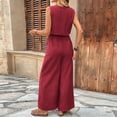 thumbnail image 6 of Hueook Womens Jumpsuit for Women Casual Casual Sleeveless V-neck Wide-leg with Pockets Drawstrin Pants Red L, 6 of 6