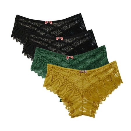 Arnsht Sexy Cheeky Panties for Women Mesh Seamless Lace Criss Cross Bikini Underwear Breathable Wicking Briefs 4 Packs Multicolor#58 XXXL