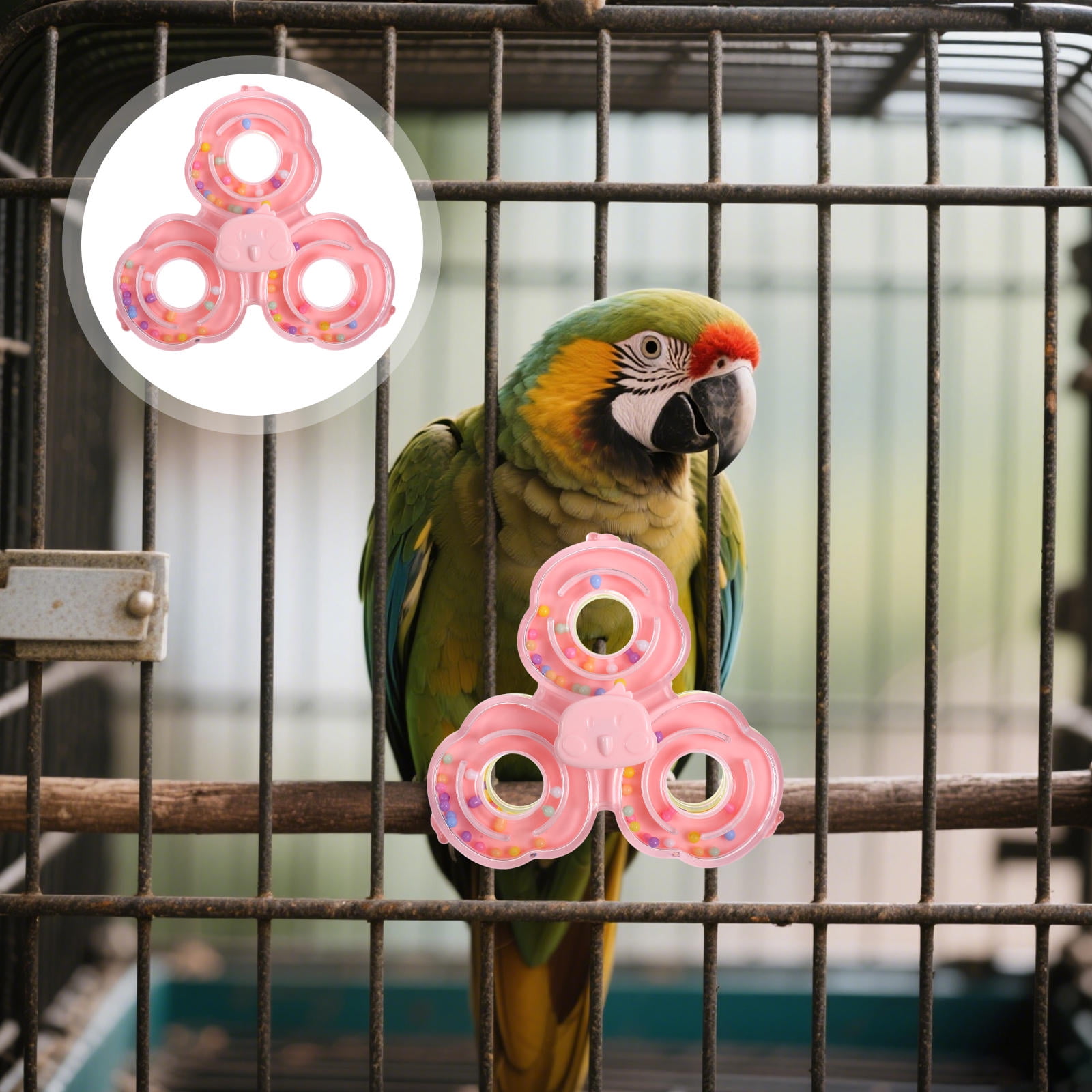 COMPUKAS Interactive Parrot Spinner Toy With Rattle Chewing Toy For Small Medium Birds Parakeet Cage Accessories For Entertainment Beak Exercise