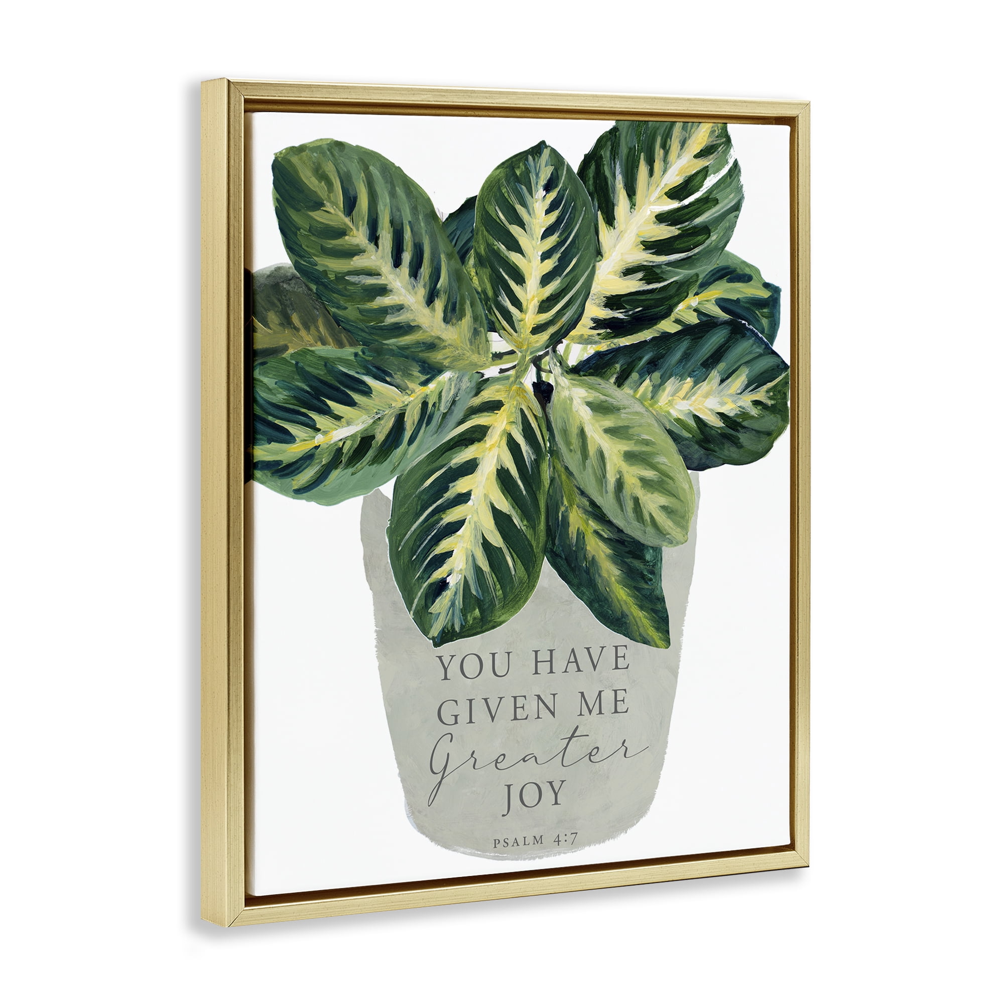 Stupell Industries Prayer & House Plant Gold Framed Floater Canvas Wall Art, design by Lanie Loreth