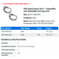 thumbnail image 2 of ABS Speed Sensor Set 2 - Compatible with 2006 BMW 325i Base E90, 2 of 2