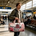 thumbnail image 3 of Quilted Duffel Bags for Traveling, Weekend Travel Tote Floral Embroidered Overnight Bag Weekender Carry On Barrel Bag for Women Girls, 16 Inch (C), 3 of 8