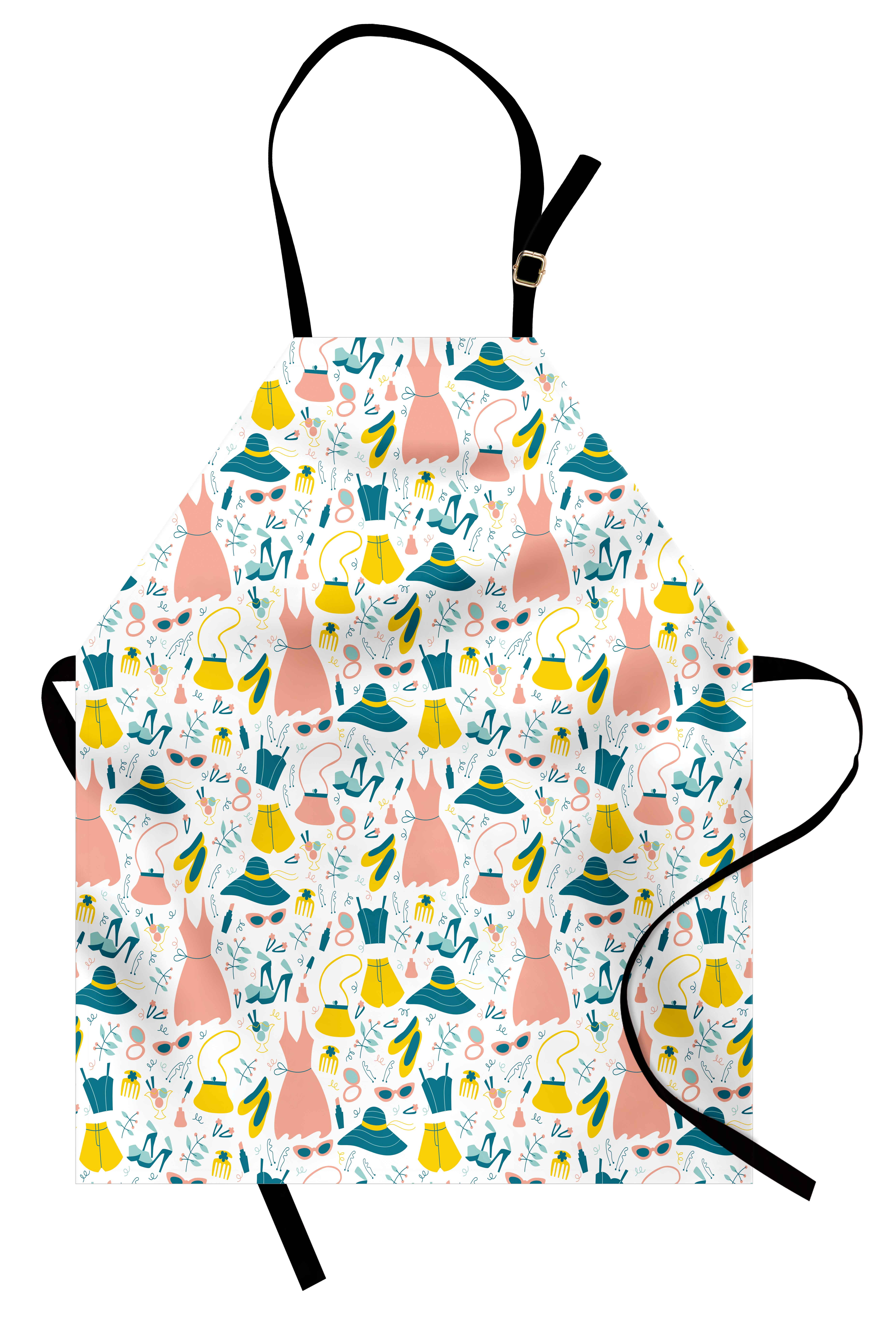 Heels and Dresses Apron Women Girls Clothes and Accessories Pattern Summer Fashion, Unisex Kitchen Bib Apron with... by 3decor llc
