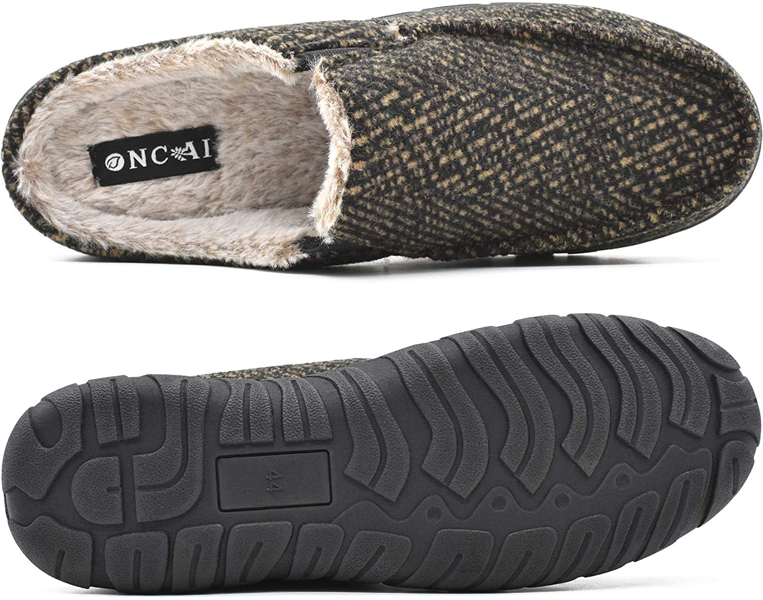 ONCAI Mens Slippers,Warm Soft Cotton Blend Orthotic Slippers with Plantar Fasciitis Arch Support Comfort Indoor and Outdoor Moccasins US 7-14 