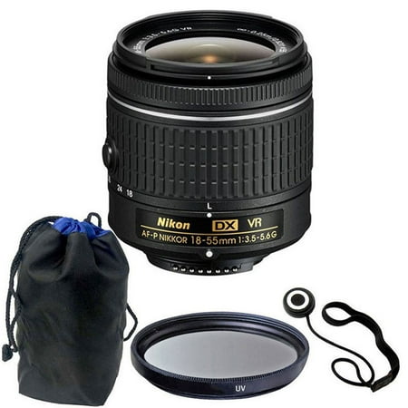 Nikon 18-55mm f/3.5 - 5.6G VR AF-P DX Nikkor Lens with 55mm UV for Nikon