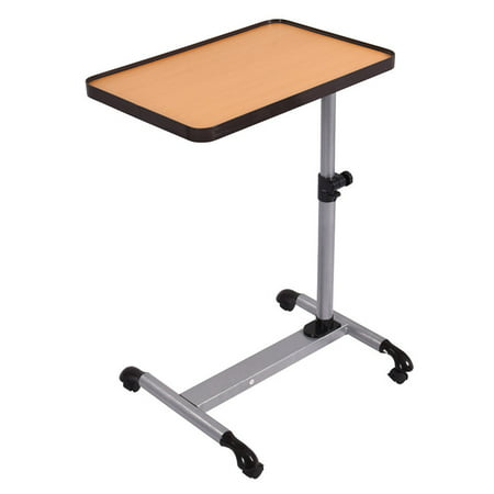 Gymax Adjustable Rolling Overbed Table Laptop Desk Tilting Top