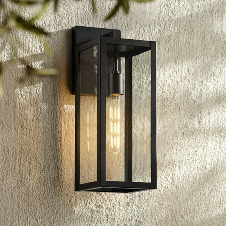 

John Timberland Titan Modern Outdoor Wall Light Fixture Mystic Black 17 Clear Glass for Post Exterior Barn Deck House Porch Yard Patio Home Outside
