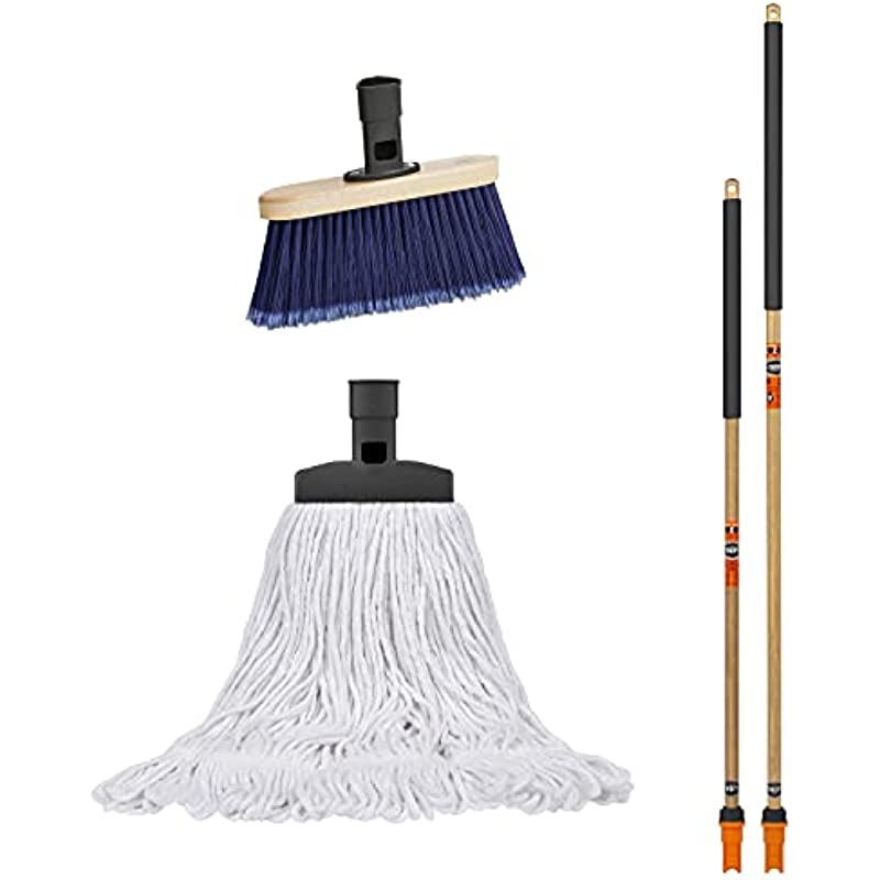 SWOPT Premium MultiSurface Angle Broom, Cotton Mop + 48” & 60" EVA