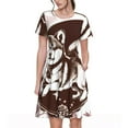 thumbnail image 1 of Easygdp Vintage Husky Dog para Vestido Transpirable de Mujer, Vestido Suelto de Manga Corta con Pliegues y Bolsillos para el Verano, 1 of 6
