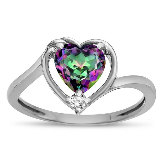 Star K � Mystic Rainbow Topaz Heart Bypass Love Knot Promise Ring