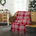 thumbnail image 2 of VHC Brands Christmas Decorations for Living Room Couch Sofa Bedding Eston Red White Plaid Woven Throw 50x60, 2 of 5