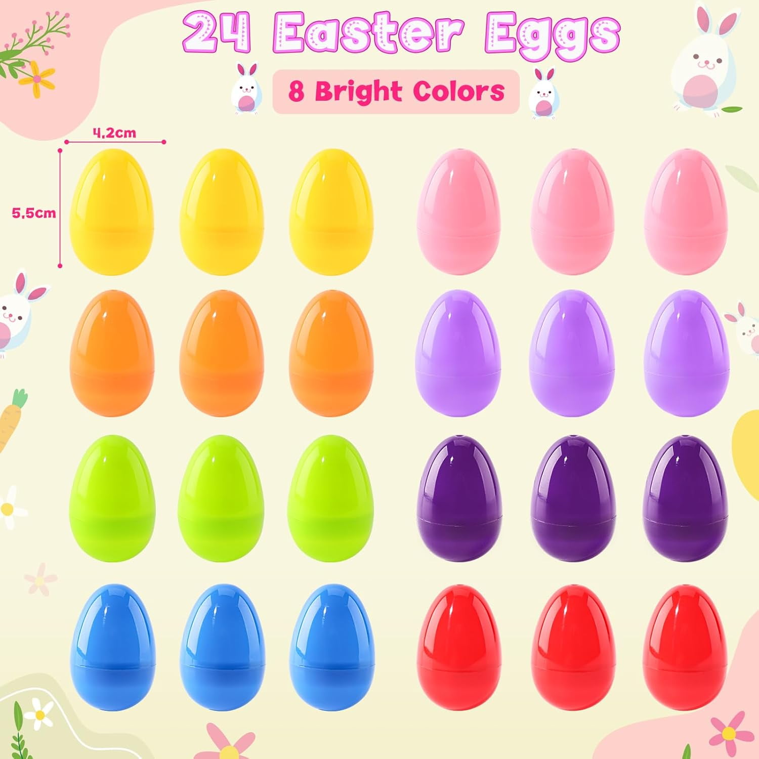 Prefilled Easter Eggs with Bracelets ,24 Pack Easter Basket Essentials Easter Basket Stuffers for Easter Eggs Hunt Game, Easters Party Favors for Girls