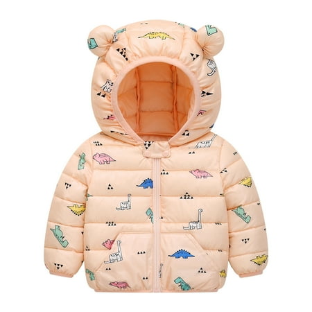 

Dadaria Toddler Jacket 12Months-6Years Toddler Kids Baby Boys Girls Fashion Cute Cartoon Dinosaur Pattern Windproof Padded Clothes Jacket Hooded Coat Pink 3-4 Years Toddler