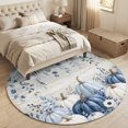 thumbnail image 4 of Small Round Rug 3Ft, Blue Grey Pumpkins Fall Non-Slip Washable Circle Rugs Carpet, Thanksgiving Floral Botanical Vintage Indoor Outdoor Rug Floor Mats Throw Runner for Bedroom Living Room Bathroom, 4 of 8