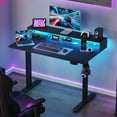 thumbnail image 4 of 47.2 Inch Electric Standing Desk with Power Outlet and LED Light Strip, Height Adjustable Sit-Stand Desk with Storage Shelf & Hooks, Ergonomic Home Office Computer Desk with Memory Buttons, Black, 4 of 10