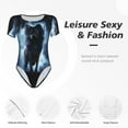 thumbnail image 6 of Haiem Night Scene of Wolves Women's Crew Neck Short Sleeve Bodysuit Tops Stretchy Slim Basic-Medium, 6 of 9