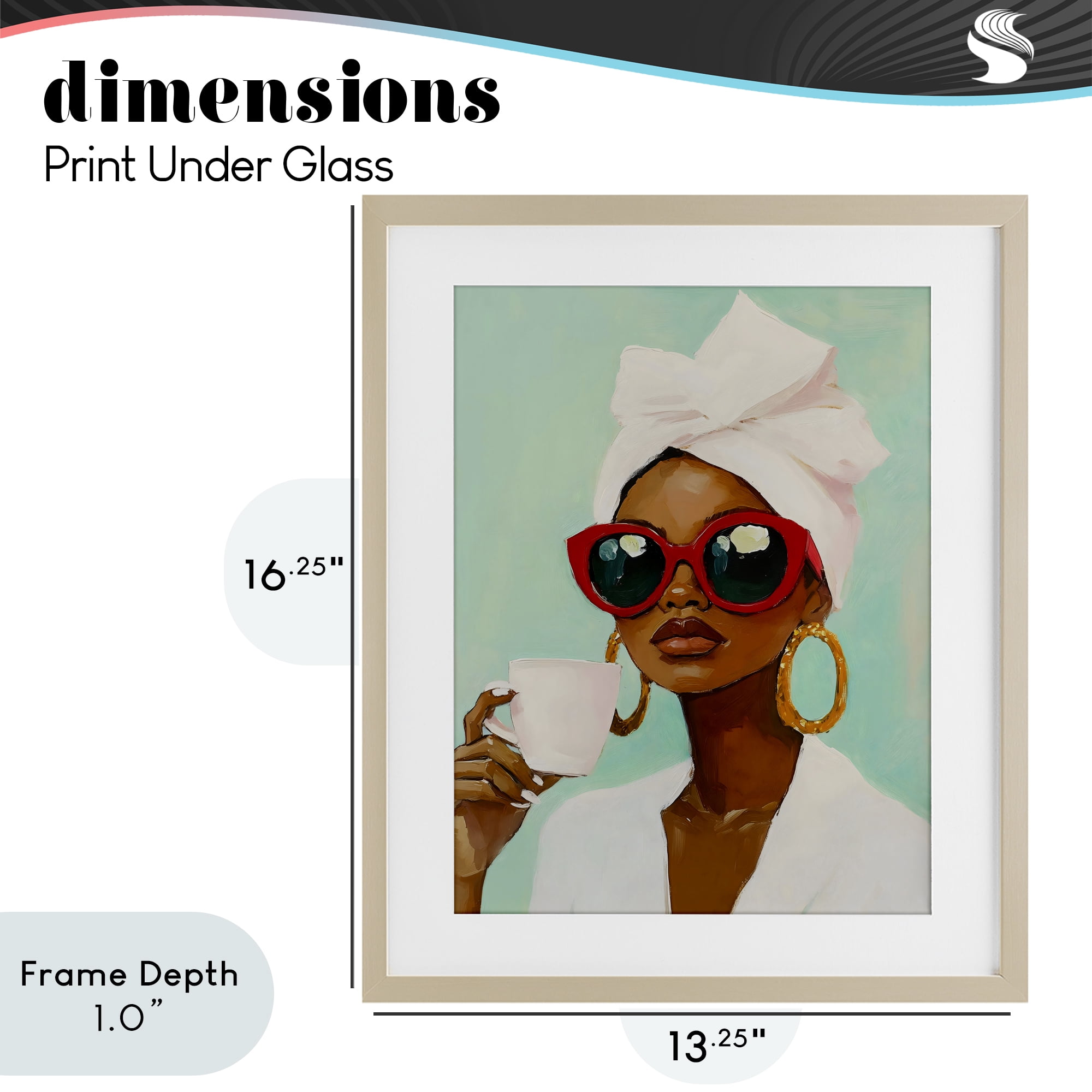 Stupell Industries Coffee Lover in Red Sunglasses Birch Framed Print Under Glass, design by The Prints Vibe
