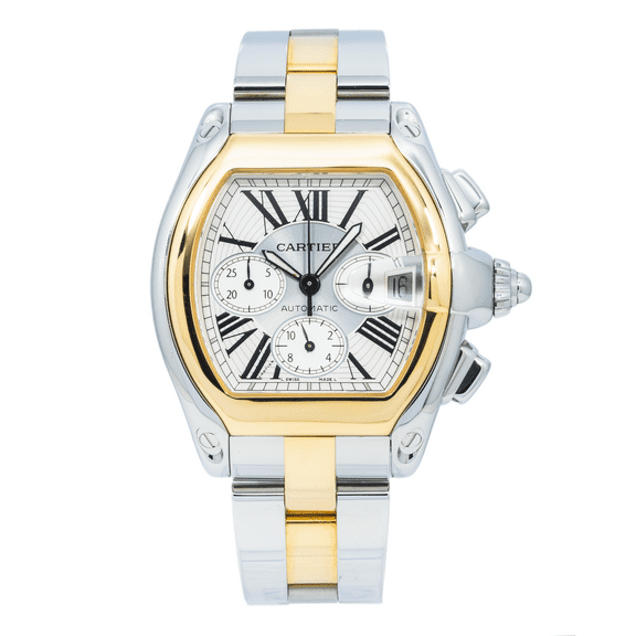 Pre-Owned Cartier Roadster Chronograph Steel Yellow Gold Mens Watch W62027Z1