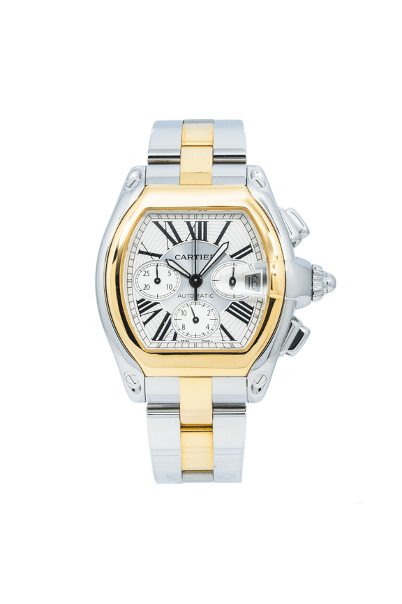 Pre-Owned Cartier Roadster Chronograph Steel Yellow Gold Mens Watch W62027Z1