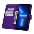 thumbnail image 6 of Feishell Flip Wallet Case for iPhone 16 with Wrist Strap,Shockproof Embossed Pattern PU Leather Magnetic Clasp Folio Protective Phone Cover with Kickstand & Card Slots,Purple, 6 of 9