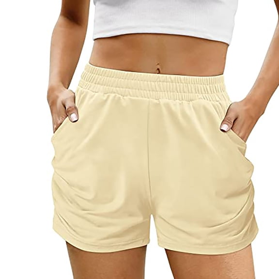 Fsgntruao Athletic Shorts for Women Sweat Shorts Comfy Summer Shorts High Waisted Running Shorts Sporty Short Workout Shorts Women Solid Pocket Shorts Wear Work Out Shorts Pants