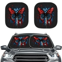 Yuyamidu Butterfly Car Window Sun Shade 2 PCS American Flag Automotive Windshield Sunshades Fashion Car Front Window Sunshade Foldable Windshield Cover for Truck Sedan SUV