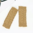 thumbnail image 2 of Ediodpoh Cable Knit Fingerless Gloves with Figure-8 Design Short Wrist Guard for Women Arm Warmth and Casual Use Gold, 2 of 5