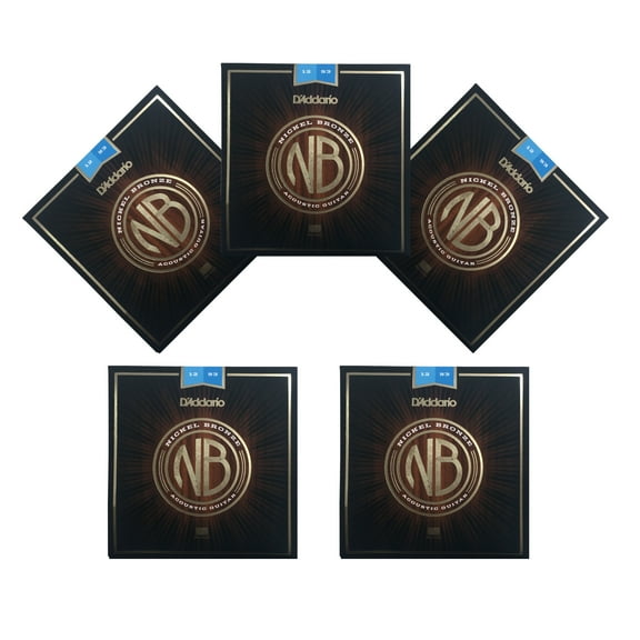 D'Addario Acoustic Guitar Strings 5 Pack Nickel Bronze Light 12-53