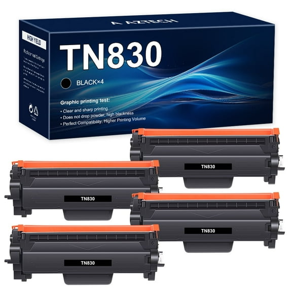 TN830 830 Toner Cartridge Replacement for Brother TN830XL TN830 TN-830XL TN-830 DCP-L2640DW HL-L2460DW HL-L2405W HL-L2400D HL-L2480DW MFC-L2820DW MFC-L2820DW XL Printer (4 Black)