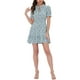 thumbnail image 1 of INSPIRE CHIC Vestido de Chifón con Volantes Florales y Lazo para Mujeres, Manga Corta Puff, Corte Ajustado y Amplio, XL Azul-Blanco, 1 of 6