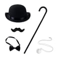 thumbnail image 1 of Sombrero de disfraz de Halloween,Accesorios para hombre Conjunto de accesorios para disfraz de caballero,Sombrero Disfraz Bastón Collar Pajarita Barba,Disfraces de carnaval,accesorios para, 1 of 8