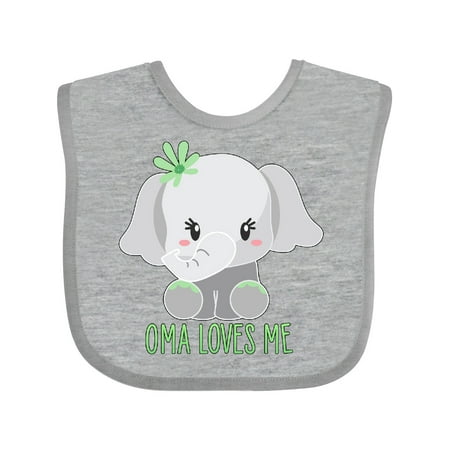 

Inktastic Oma Loves Me- Cute Elephant Gift Baby Boy or Baby Girl Bib