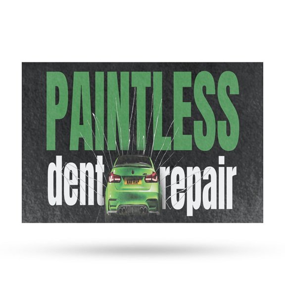 Paintless Dent Repair Vinyl Decal 24 Inch x 36 Inch Weatherproof Heavy-Duty Adhesive Backing | Auto Services, Hail Damage Fixes, Affordable Repairs | Made in USA