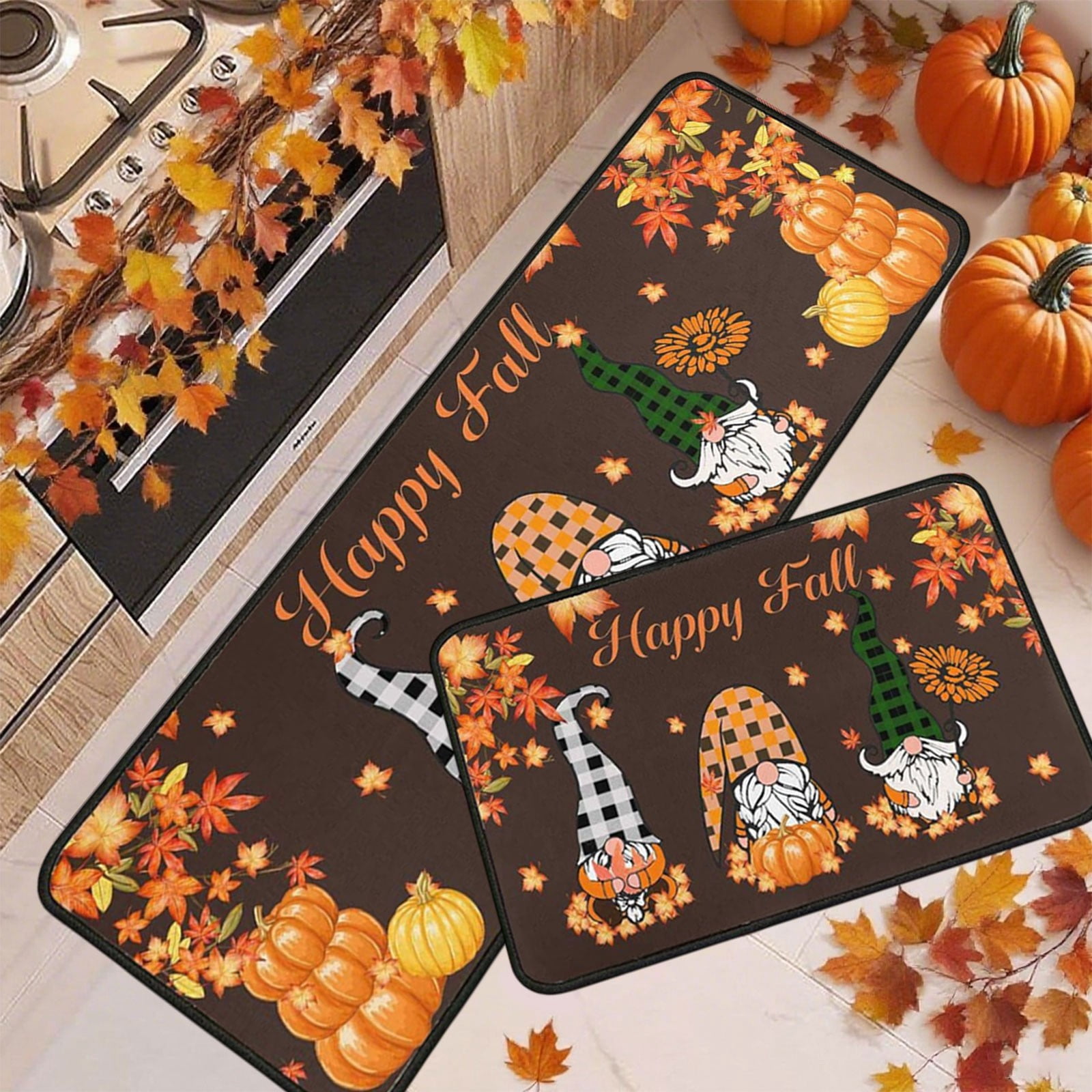 Stijggn 2pcs Halloween Bathroom Rugs Halloween Decorations Halloween Thanksgiving Rug Welcome Mats Outdoor, Doormats for Floor