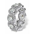 thumbnail image 2 of PalmBeach Jewelry 4.60 TCW Rose or White Cubic Zirconia Gold-Plated or Platinum-Plated Silver Halo Crossover Eternity Ring, 2 of 5