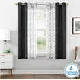 thumbnail image 2 of (2 pack) Mainstays Kingswood Solid and Printed Sheer Grommet Curtain Panel Set, 4 Piece, Black, 27.5" W x 63" L, 2 of 10